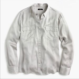 J.Crew Blythe Grey Silk Button-Down Shirt